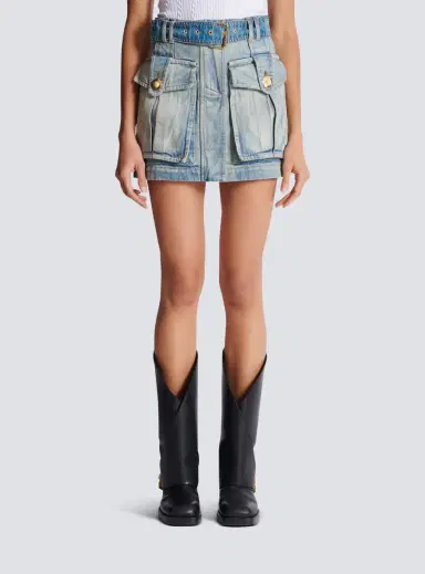 Balmain Denim skirt with pockets | Thumbnail 8