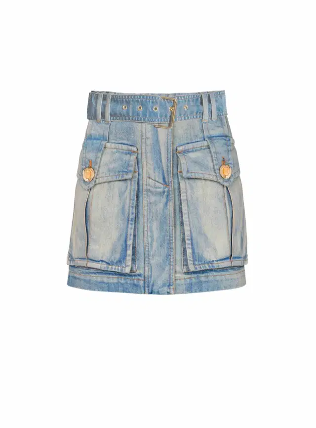 Balmain Denim skirt with pockets