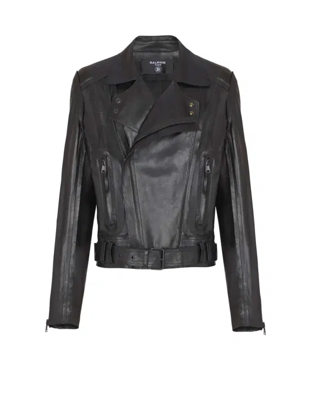 Balmain Lightweight lambskin leather biker jacket