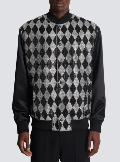 Balmain Diamond satin bomber jacket with rhinestones | Thumbnail 8