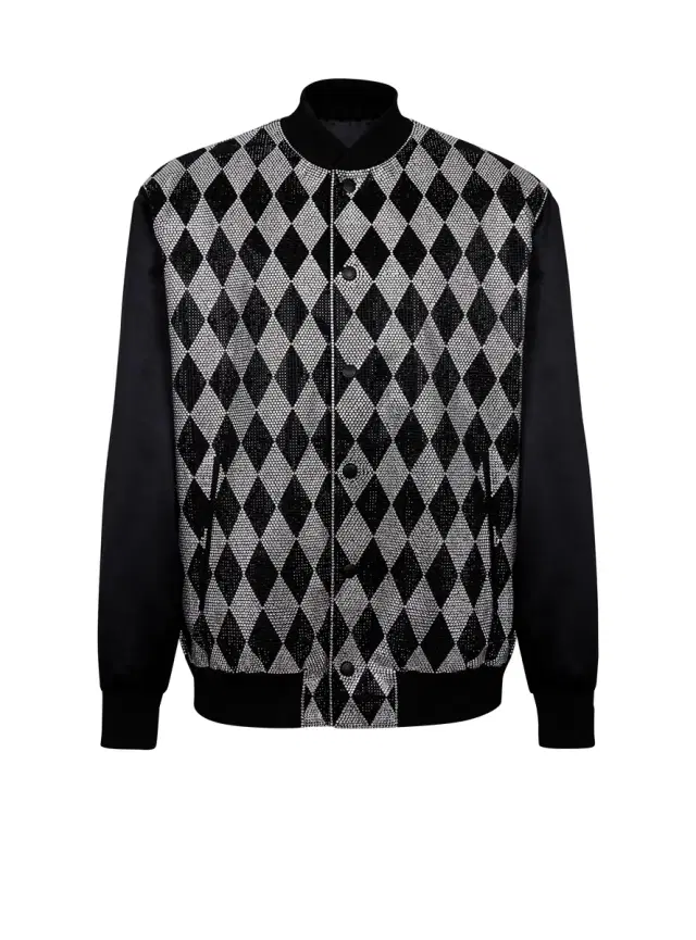 Balmain Diamond satin bomber jacket with rhinestones