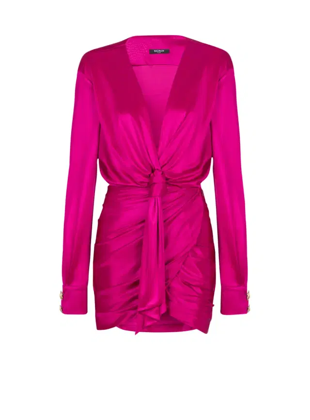 Balmain Short draped interlock jersey dress