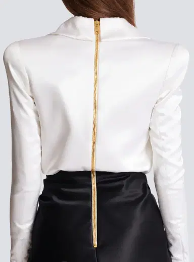 Balmain Draped and fringed satin tailored dress | Thumbnail 6
