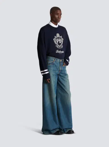 Balmain Wide-leg faded denim jeans | Thumbnail 3