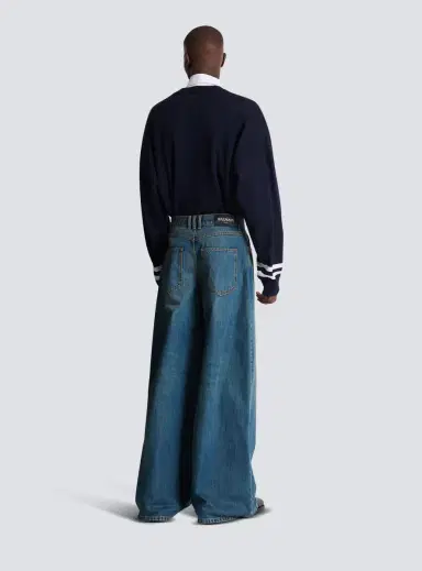 Balmain Wide-leg faded denim jeans | Thumbnail 4