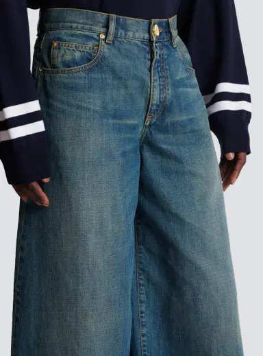 Balmain Wide-leg faded denim jeans | Thumbnail 6