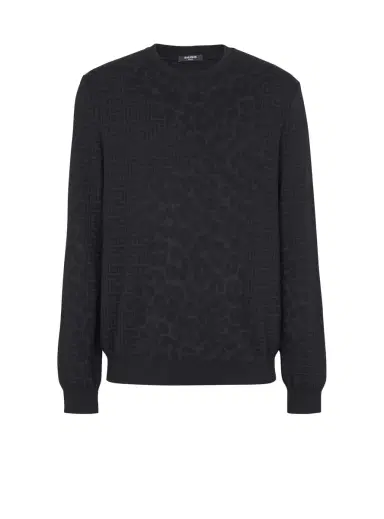 Balmain Monogram knit and leopard pattern jumper | Thumbnail 1 Balmain Monogram knit and leopard pattern jumper | Thumbnail 1