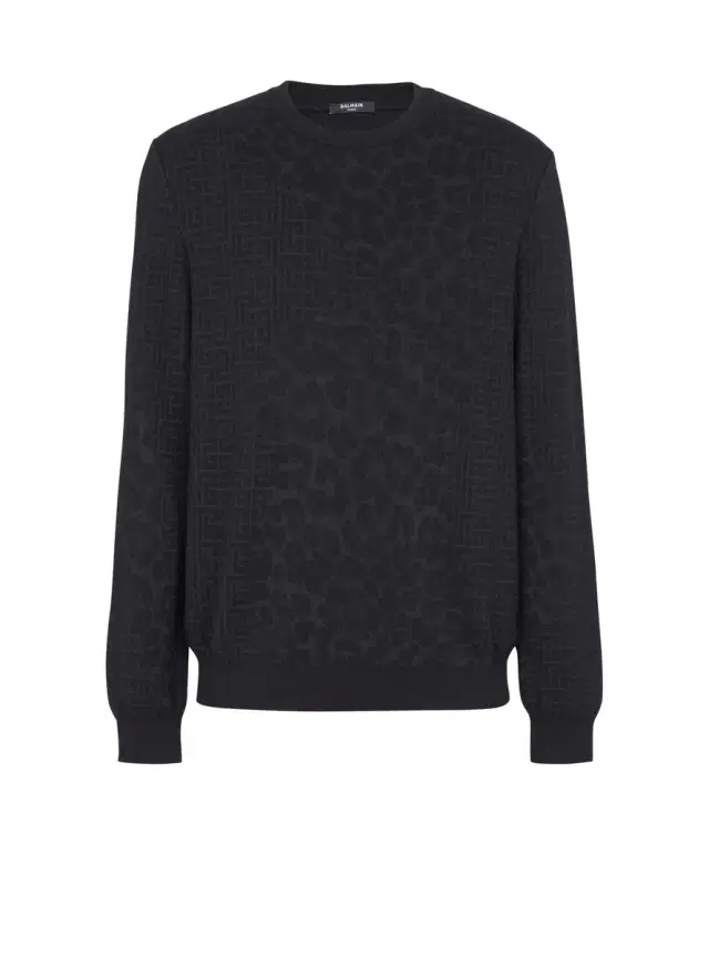 Balmain Monogram knit and leopard pattern jumper