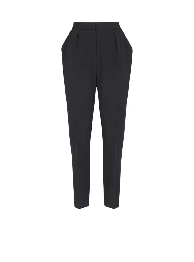 Balmain High-waisted grain de poudre trousers