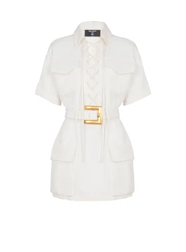 Balmain Short lace-up canvas dress