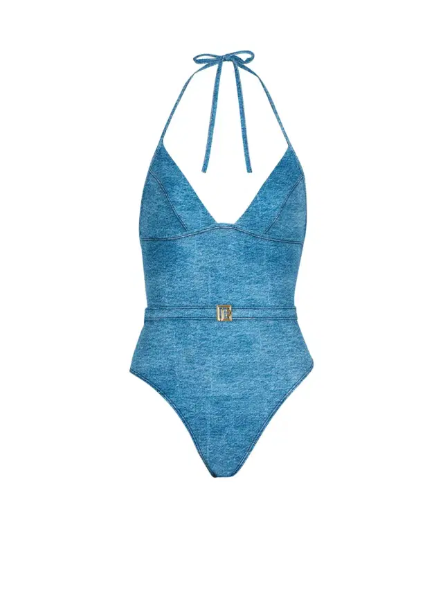 Balmain Denim one-piece swimsuit