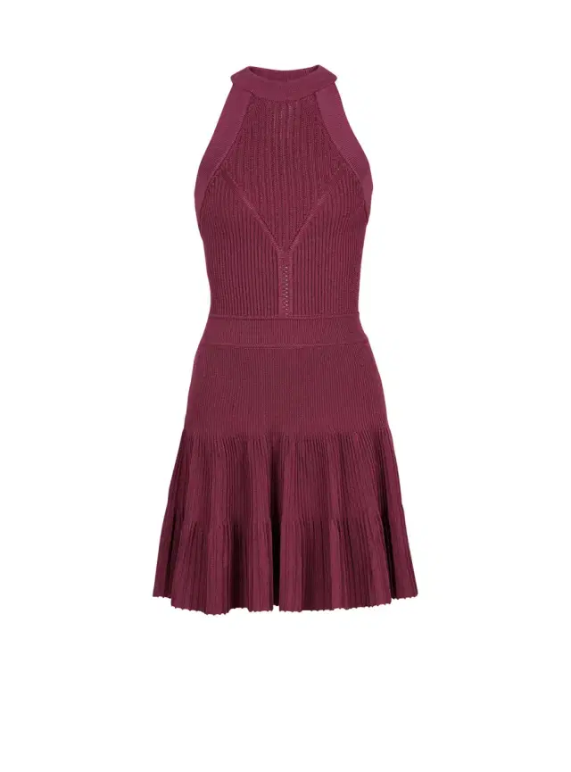 Balmain Sleeveless flared dress in openwork knit
