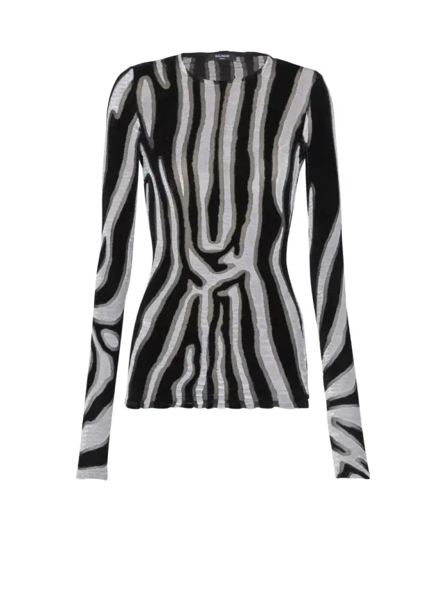 Balmain Zebra-print velvet bodycon top