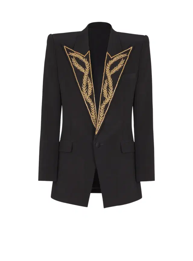 Balmain 1-button jacket with embroidered collar