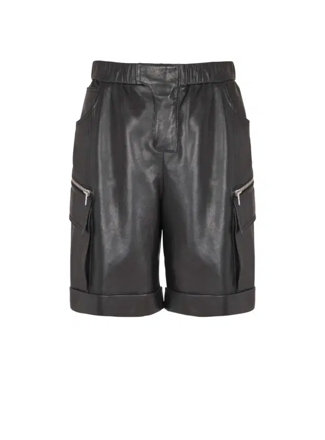 Balmain Leather cargo Bermuda shorts