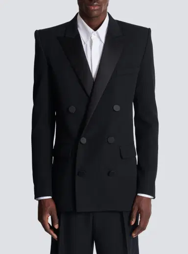 Balmain Grain de poudre blazer with satin lapels | Thumbnail 7 Balmain Grain de poudre blazer with satin lapels | Thumbnail 7