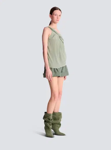 Balmain Draped one-shoulder silk crepe top | Thumbnail 3
