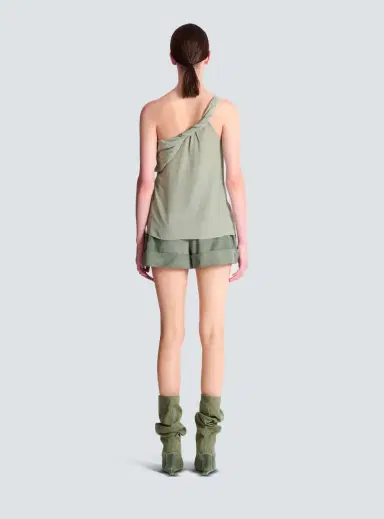 Balmain Draped one-shoulder silk crepe top | Thumbnail 4