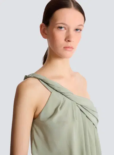Balmain Draped one-shoulder silk crepe top | Thumbnail 6