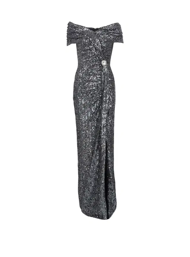 Long draped sequin dress