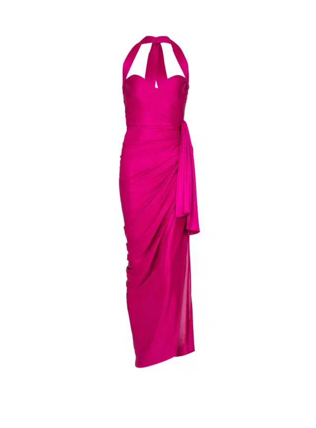 Balmain Flowing draped interlock jersey dress