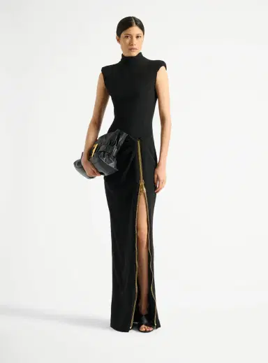Balmain Long jersey dress with leg slit | Thumbnail 2