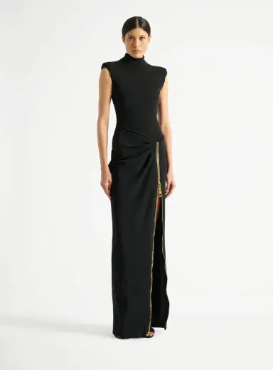 Balmain Long jersey dress with leg slit | Thumbnail 3
