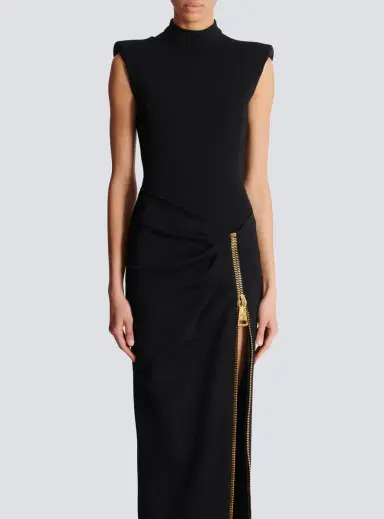 Balmain Long jersey dress with leg slit | Thumbnail 8