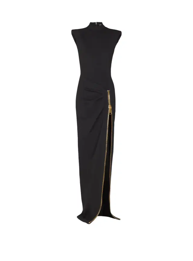 Long jersey dress with leg slit