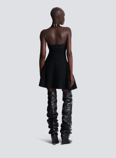 Balmain Flared halterneck dress in crocodile knit | Thumbnail 4