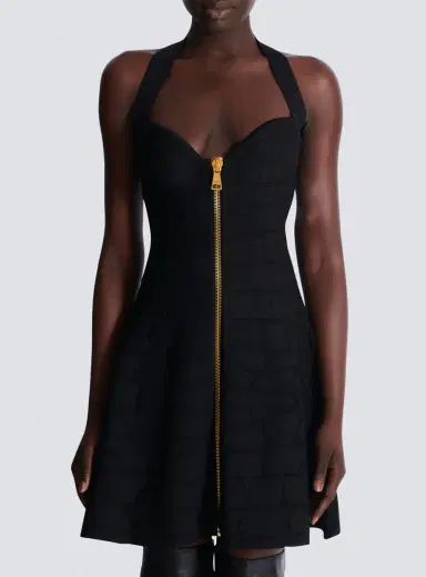 Balmain Flared halterneck dress in crocodile knit | Thumbnail 8