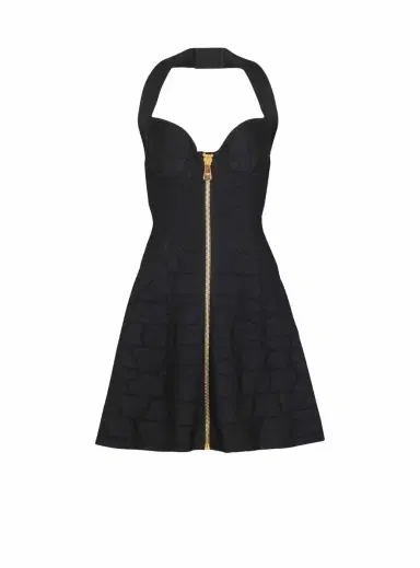 Balmain Flared halterneck dress in crocodile knit | Thumbnail 1