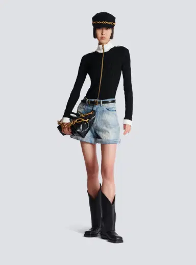 Balmain Zipped high-neck knit cardigan | Thumbnail 2