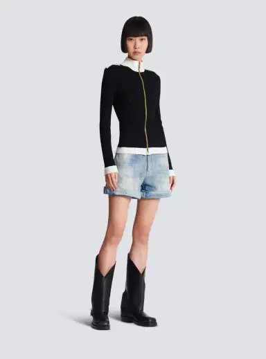 Balmain Zipped high-neck knit cardigan | Thumbnail 3