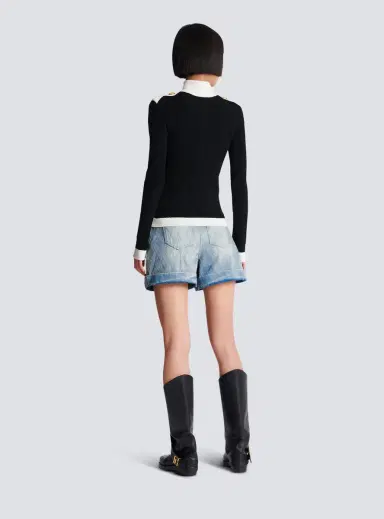Balmain Zipped high-neck knit cardigan | Thumbnail 4