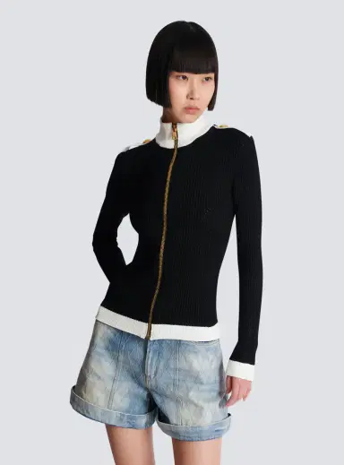 Balmain Zipped high-neck knit cardigan | Thumbnail 5