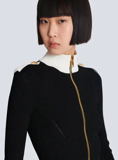 Balmain Zipped high-neck knit cardigan | Thumbnail 6