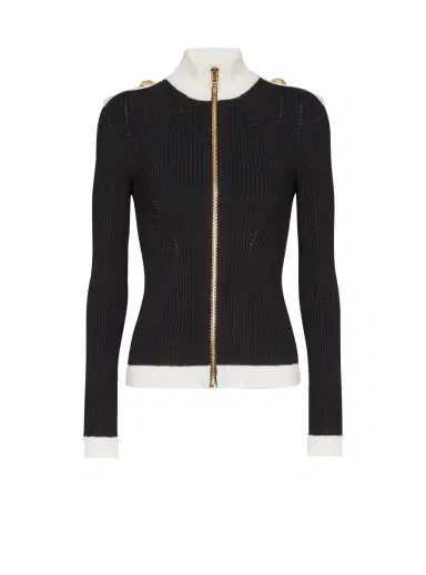 Balmain Zipped high-neck knit cardigan | Thumbnail 1