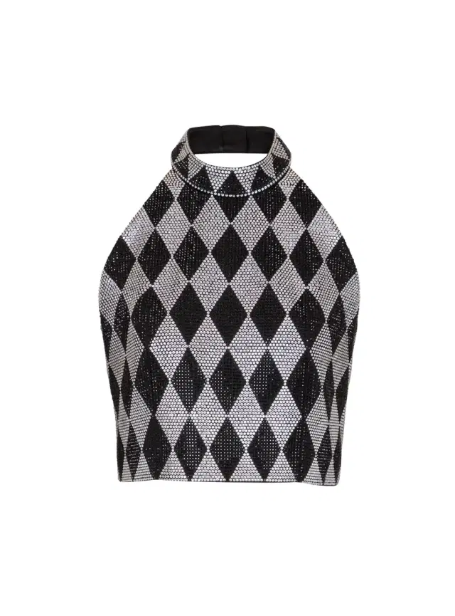 Diamond rhinestone halterneck top