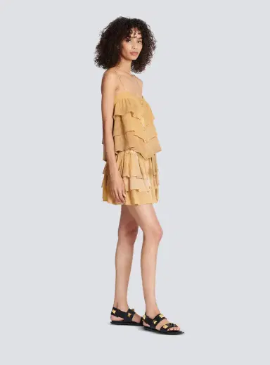 Balmain Strappy silk top with tie-dye ruffles | Thumbnail 3 Balmain Strappy silk top with tie-dye ruffles | Thumbnail 3