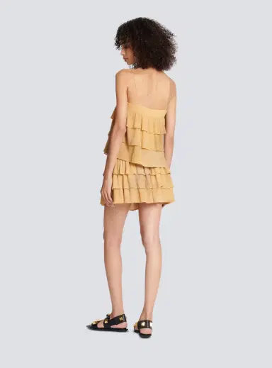 Balmain Strappy silk top with tie-dye ruffles | Thumbnail 4 Balmain Strappy silk top with tie-dye ruffles | Thumbnail 4