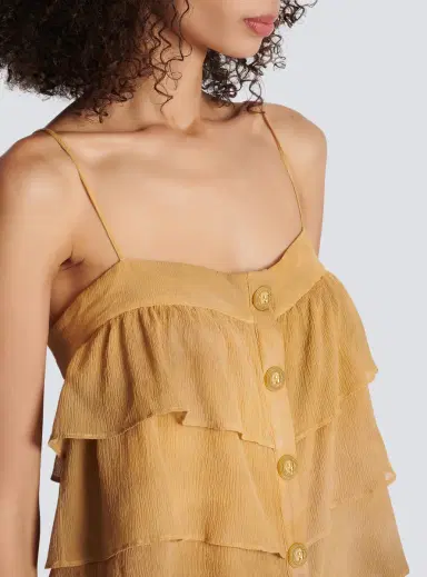 Balmain Strappy silk top with tie-dye ruffles | Thumbnail 5 Balmain Strappy silk top with tie-dye ruffles | Thumbnail 5