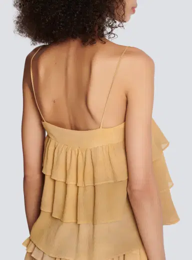 Balmain Strappy silk top with tie-dye ruffles | Thumbnail 6 Balmain Strappy silk top with tie-dye ruffles | Thumbnail 6