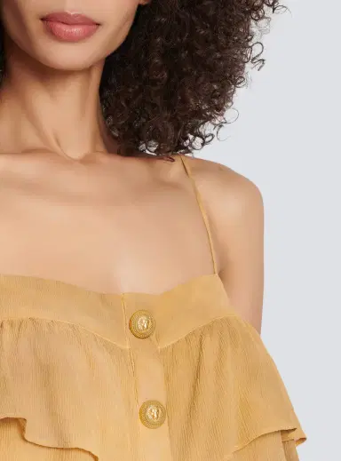Balmain Strappy silk top with tie-dye ruffles | Thumbnail 7 Balmain Strappy silk top with tie-dye ruffles | Thumbnail 7