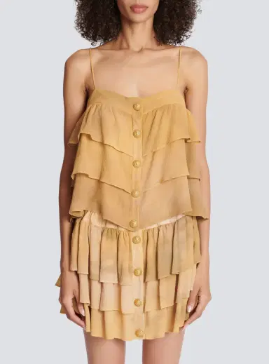 Balmain Strappy silk top with tie-dye ruffles | Thumbnail 8 Balmain Strappy silk top with tie-dye ruffles | Thumbnail 8
