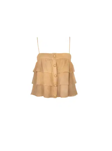 Balmain Strappy silk top with tie-dye ruffles | Thumbnail 1 Balmain Strappy silk top with tie-dye ruffles | Thumbnail 1