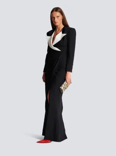 Balmain Structured Crepe Long Dress | Thumbnail 2