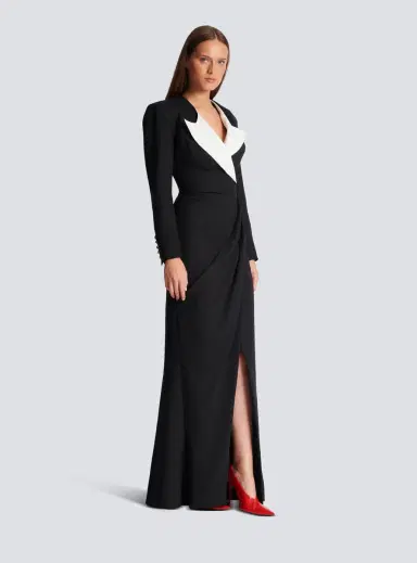 Balmain Structured Crepe Long Dress | Thumbnail 3
