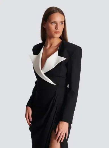 Balmain Structured Crepe Long Dress | Thumbnail 5