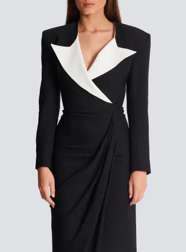 Balmain Structured Crepe Long Dress | Thumbnail 8